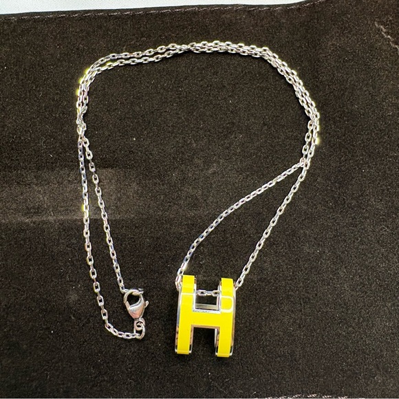 Hermès Pop H Necklace Regular Size Yellow Palladium (Not Mini) NIB Silver tone - Picture 8 of 12